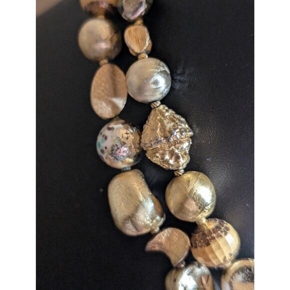 VTG Signed Hattie Carnegie Two Strand Goldtone & Silver Tone Beaded 19" Necklace - Picture 10 of 15